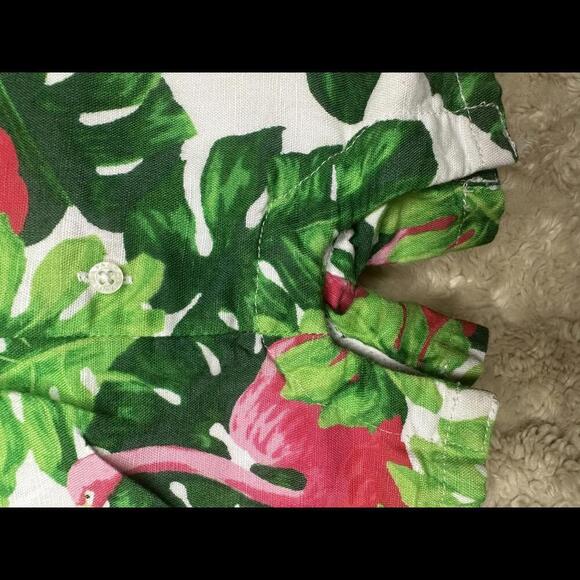 Janie & Jack bright tropical flamingo linen romper Size 18-24 months - Picture 6 of 8
